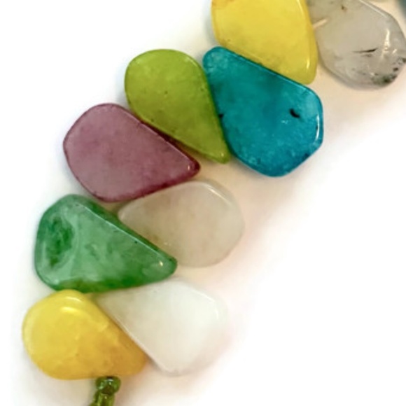 As Low As $2 Multicolor Dyed Jade Flat Drops 8mm - 11mm x 13mm - 14mm (15) - Picture 2 of 2